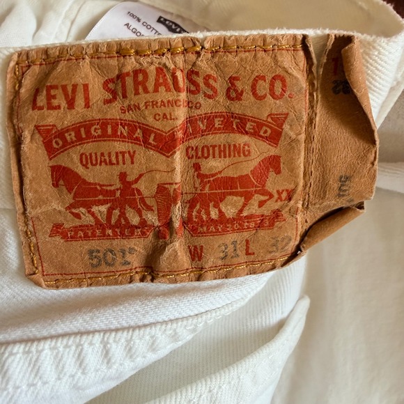 Levi's Jeans Women 31 x 32 White 501 Original Fit Straight Leg 100% Cotton - Picture 4 of 8